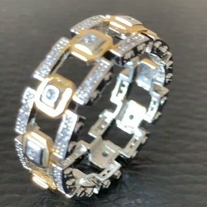 Stainless Steal and Gold Wedding Band Style Ring.